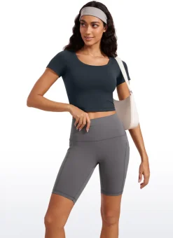 Butterluxe Scoop Neck Cropped Short Sleeves