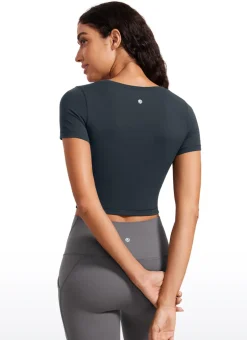 Butterluxe Scoop Neck Cropped Short Sleeves