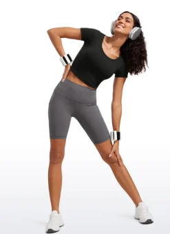 Butterluxe Scoop Neck Cropped Short Sleeves