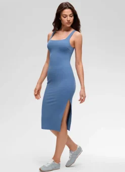 Butterluxe Square Neck Side Split Midi Dress