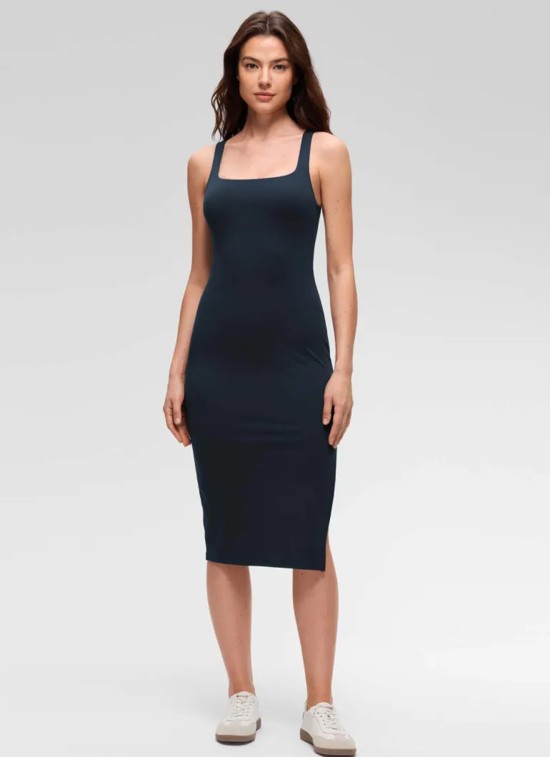 Butterluxe Square Neck Side Split Midi Dress