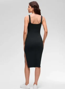 Butterluxe Square Neck Side Split Midi Dress