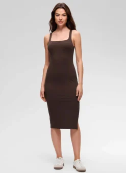 Butterluxe Square Neck Side Split Midi Dress