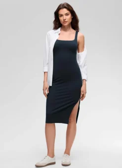 Butterluxe Square Neck Side Split Midi Dress