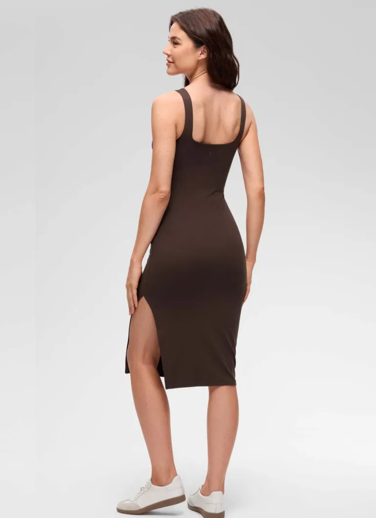 Butterluxe Square Neck Side Split Midi Dress