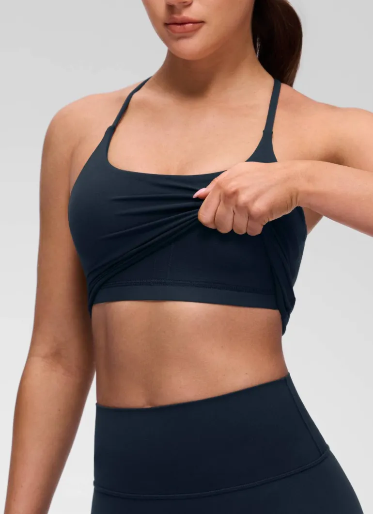 Butterluxe Twist Cross Back Built in Bra Tank