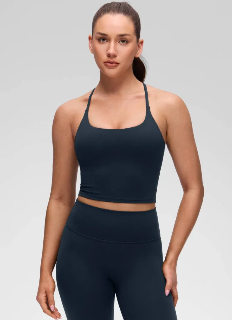 Butterluxe Twist Cross Back Built in Bra Tank