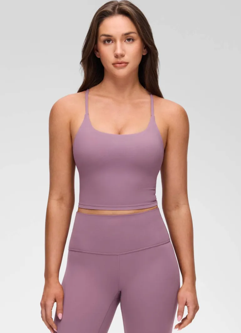 Butterluxe Twist Cross Back Built in Bra Tank