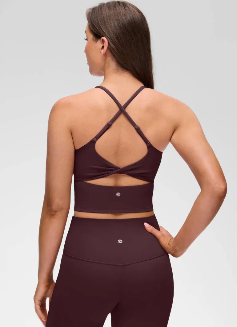Butterluxe Twist Cross Back Built in Bra Tank