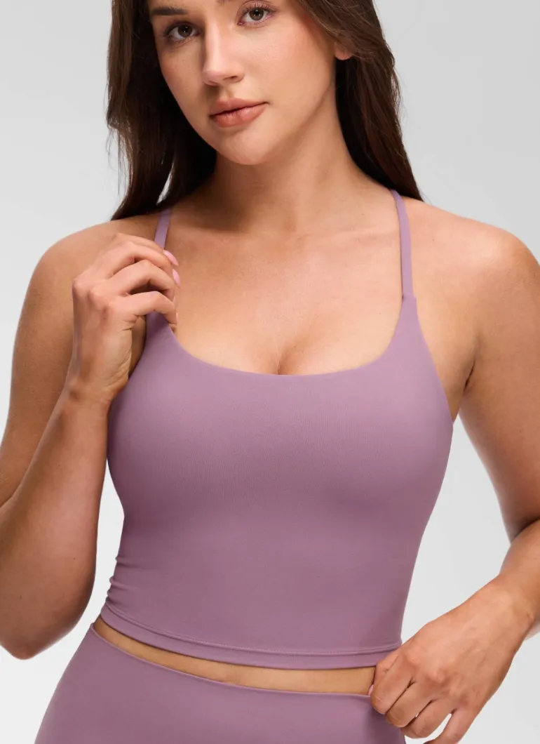 Butterluxe Twist Cross Back Built in Bra Tank
