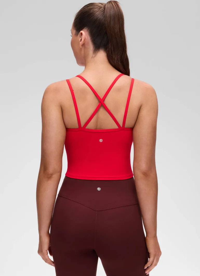 Butterluxe V Neck Cross Back Built in Bra Tank