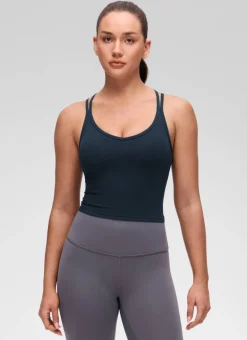 Butterluxe V Neck Cross Back Built in Bra Tank