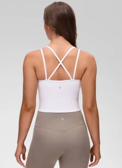 Butterluxe V Neck Cross Back Built in Bra Tank
