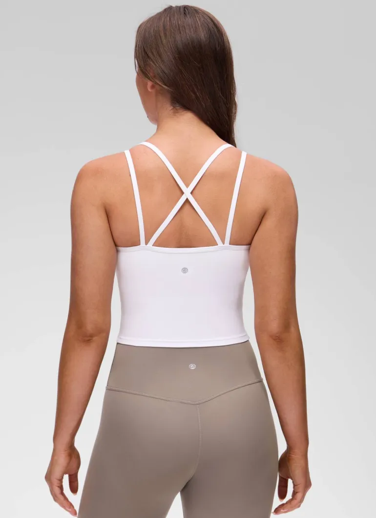 Butterluxe V Neck Cross Back Built in Bra Tank