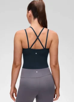 Butterluxe V Neck Cross Back Built in Bra Tank
