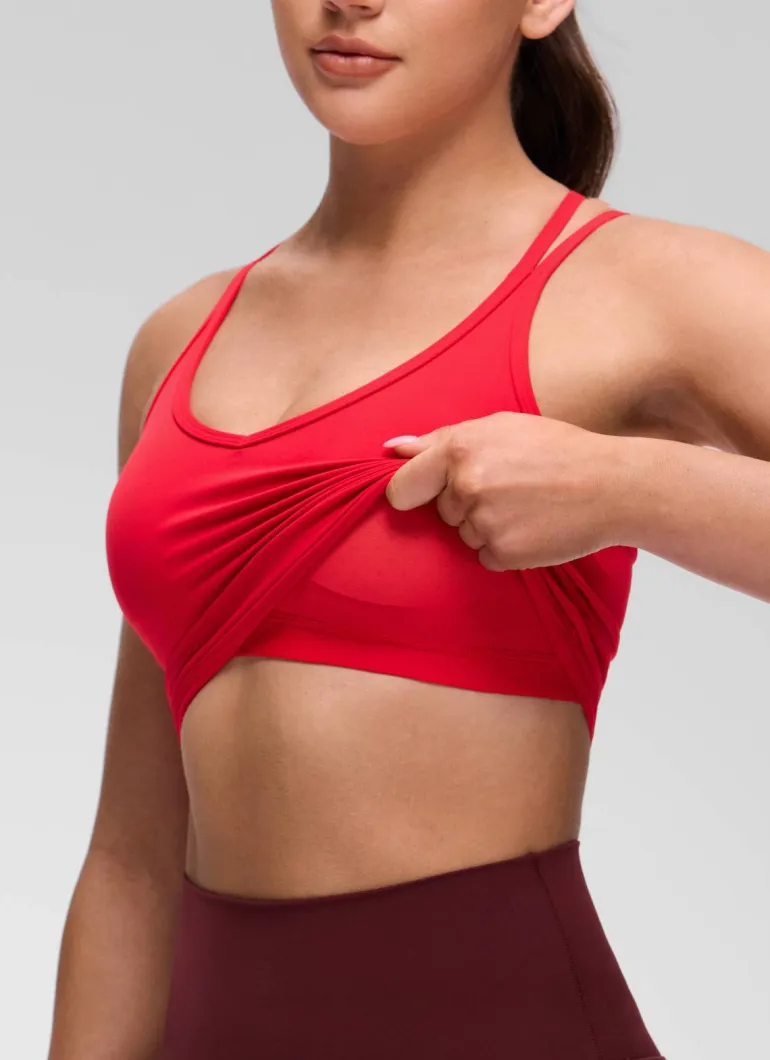 Butterluxe V Neck Cross Back Built in Bra Tank
