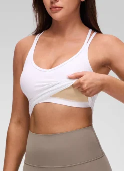 Butterluxe V Neck Cross Back Built in Bra Tank