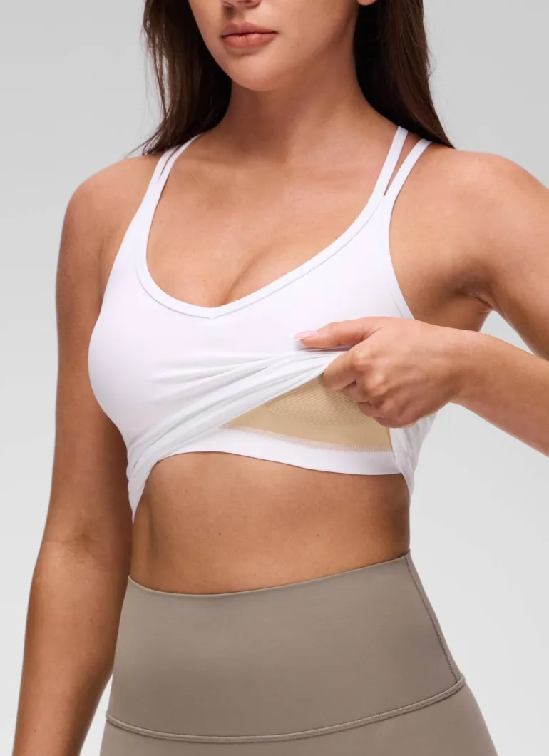 Butterluxe V Neck Cross Back Built in Bra Tank