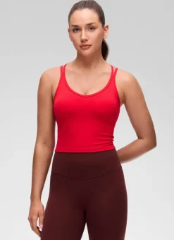 Butterluxe V Neck Cross Back Built in Bra Tank