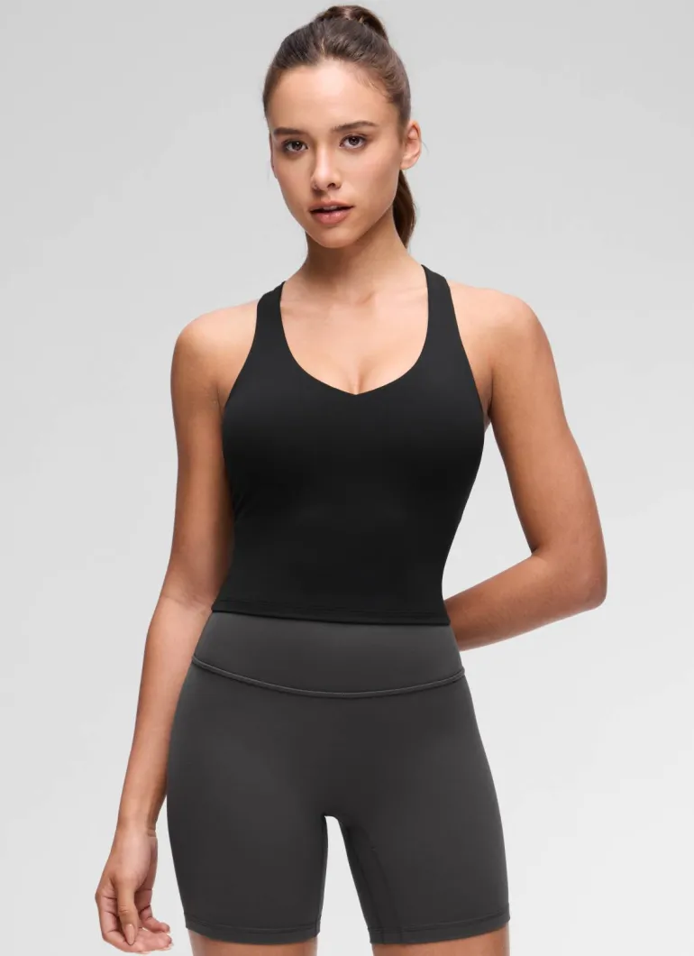 Butterluxe V Neck Racerback Shelf Bra Tank