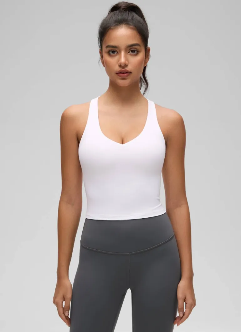 Butterluxe V Neck Racerback Shelf Bra Tank
