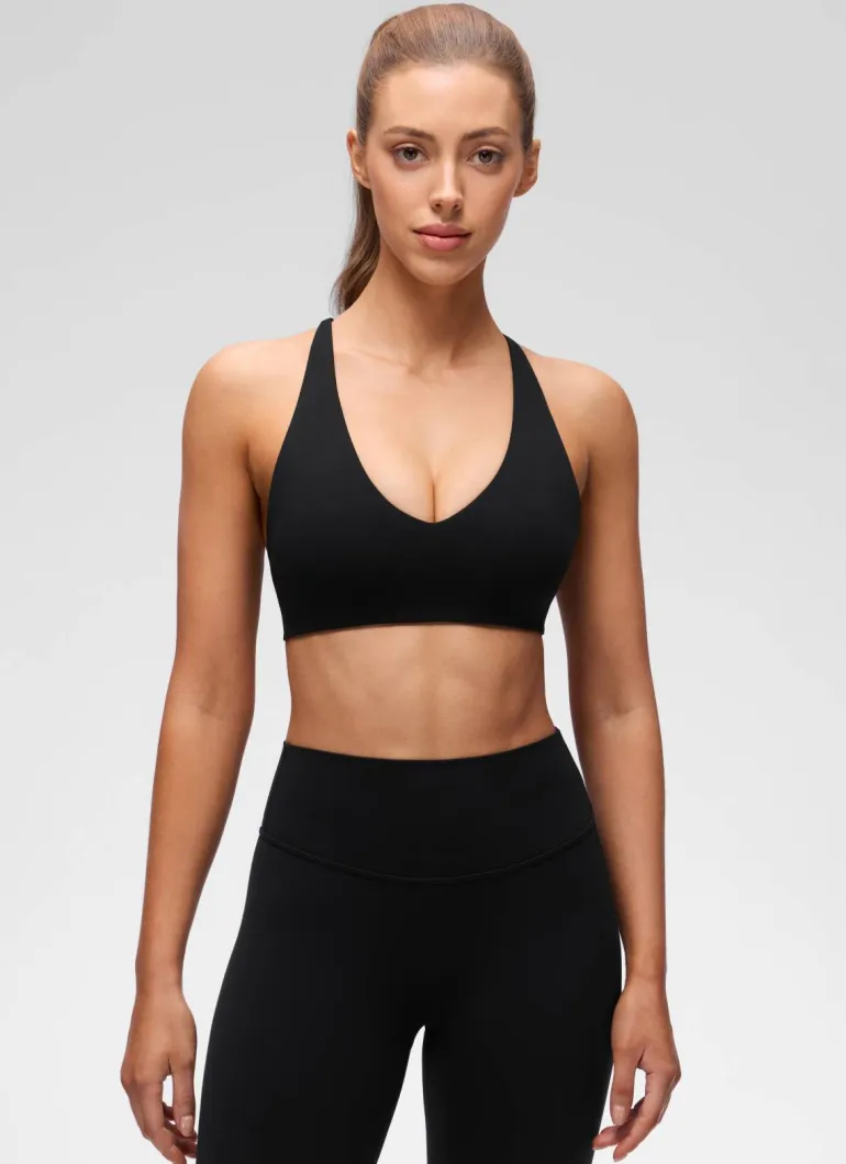 Butterluxe V Neck Twist Cross Back Sports Bra