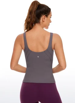 Butterluxe Waist-Length Built-in Bra Tank V Neck