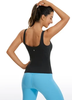 Butterluxe Waist-Length Built-in Bra Tank V Neck