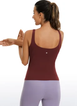 Butterluxe Waist-Length Built-in Bra Tank V Neck