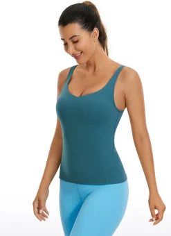 Butterluxe Waist-Length Built-in Bra Tank V Neck