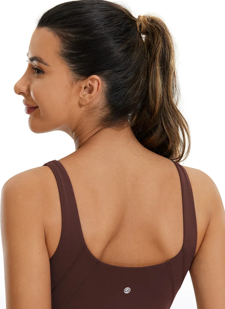 Butterluxe Waist-Length Built-in Bra Tank V Neck