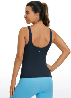 Butterluxe Waist-Length Built-in Bra Tank V Neck