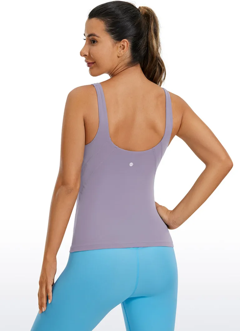 Butterluxe Waist-Length Built-in Bra Tank V Neck