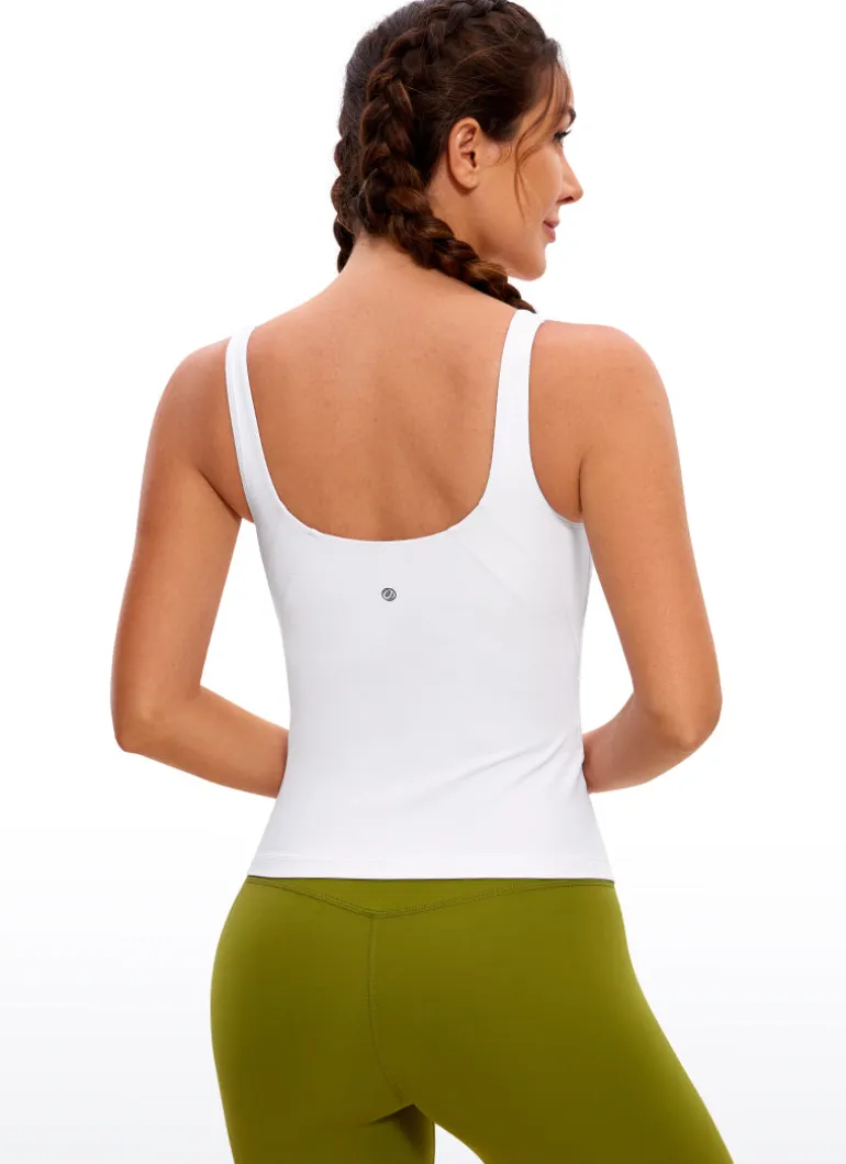 Butterluxe Waist-Length Built-in Bra Tank V Neck