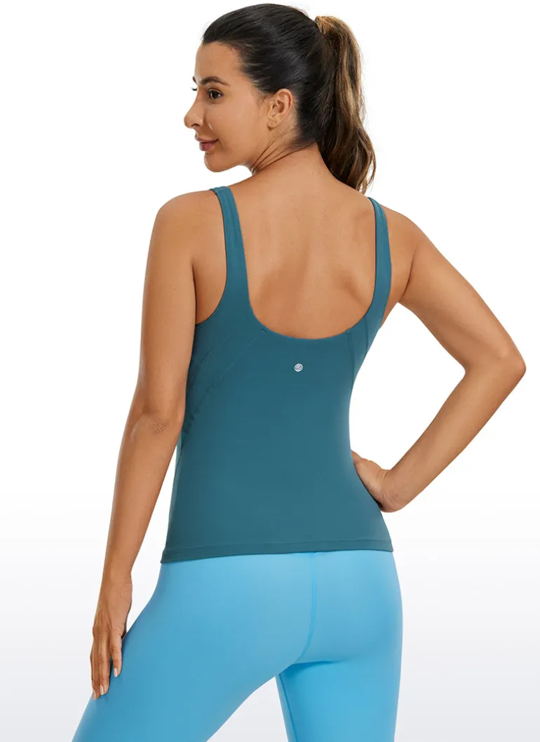 Butterluxe Waist-Length Built-in Bra Tank V Neck