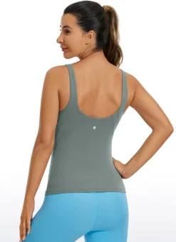 Butterluxe Waist-Length Built-in Bra Tank V Neck