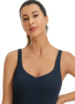 Butterluxe Waist-Length Built-in Bra Tank V Neck