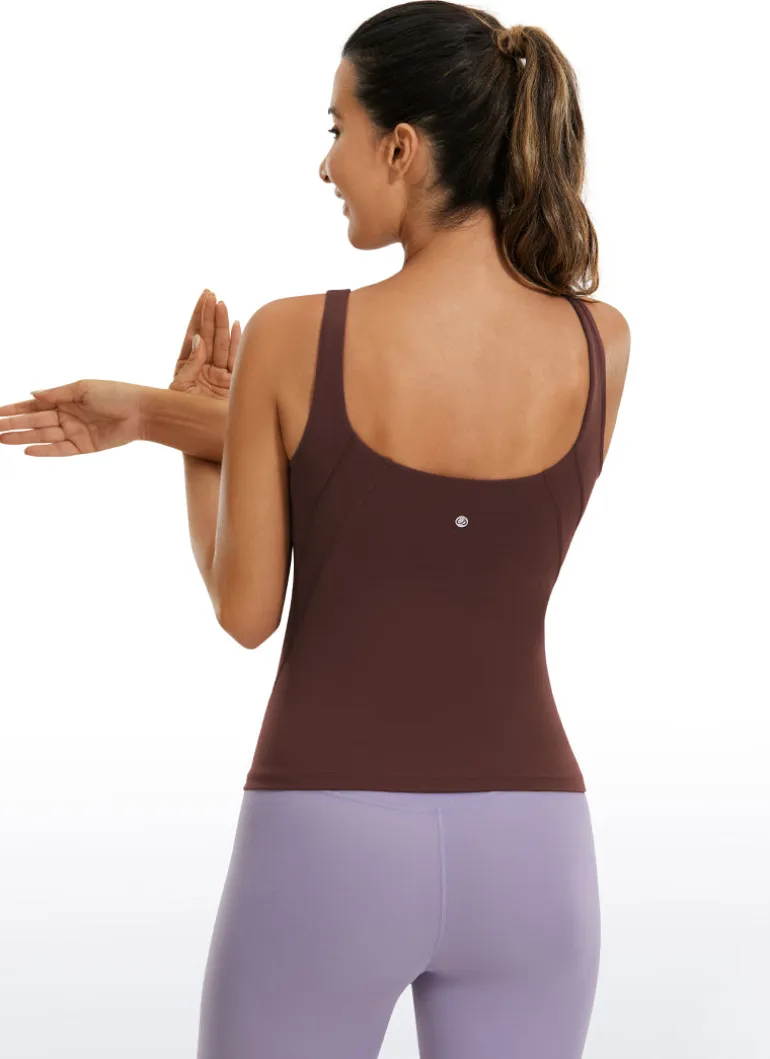Butterluxe Waist-Length Built-in Bra Tank V Neck