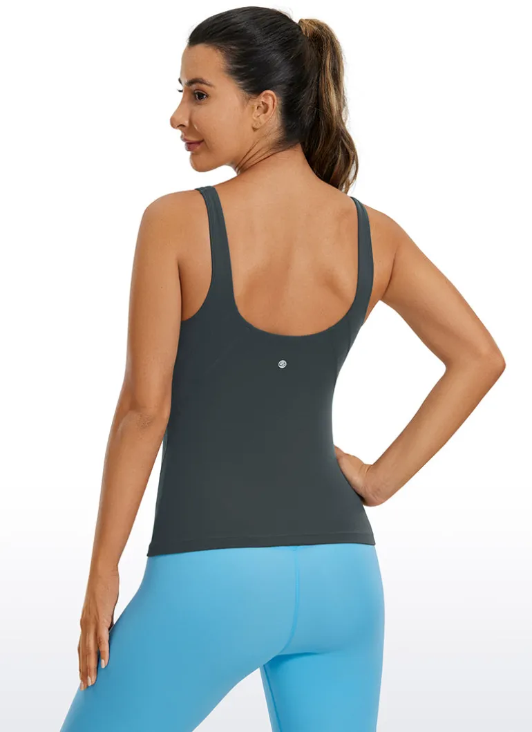 Butterluxe Waist-Length Built-in Bra Tank V Neck