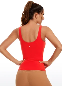 Butterluxe Waist-Length Built-in Bra Tank V Neck