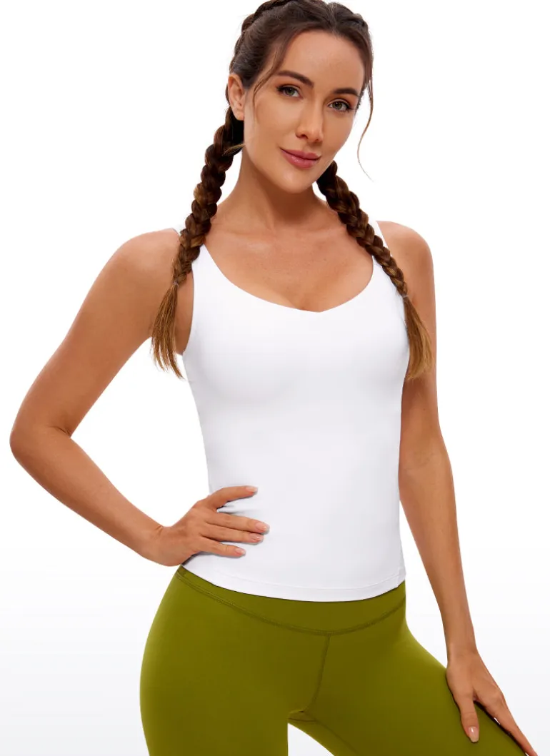 Butterluxe Waist-Length Built-in Bra Tank V Neck