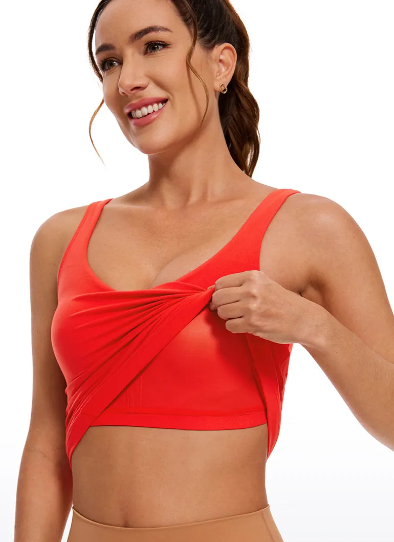 Butterluxe Waist-Length Built-in Bra Tank V Neck