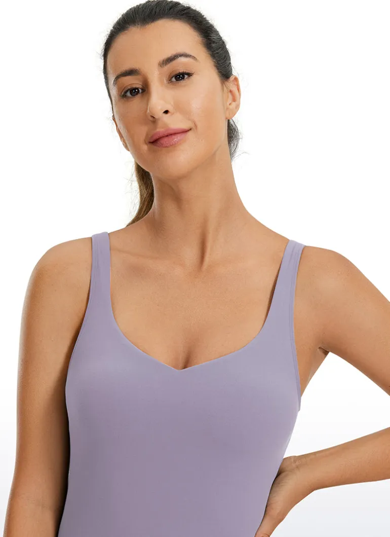 Butterluxe Waist-Length Built-in Bra Tank V Neck