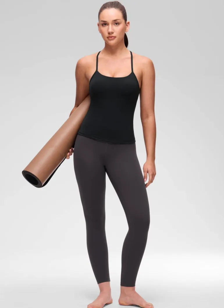 Butterluxe Waist Length Y Back Built in Bra Tank
