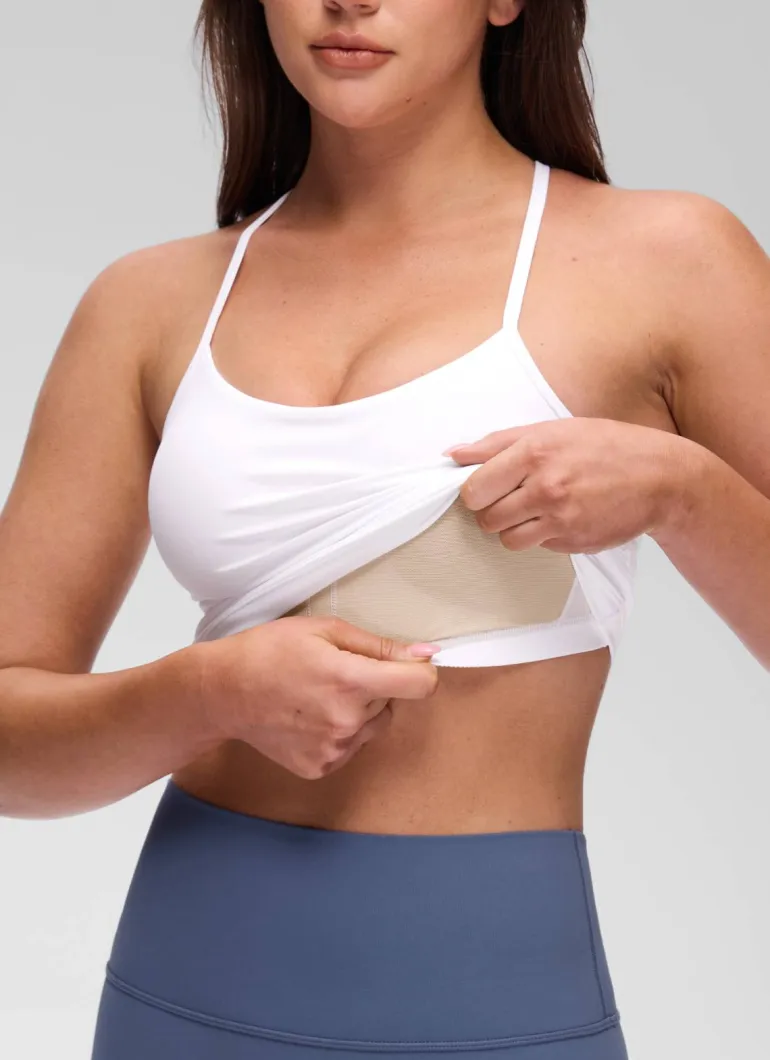 Butterluxe Waist Length Y Back Built in Bra Tank
