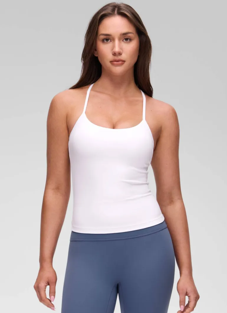 Butterluxe Waist Length Y Back Built in Bra Tank