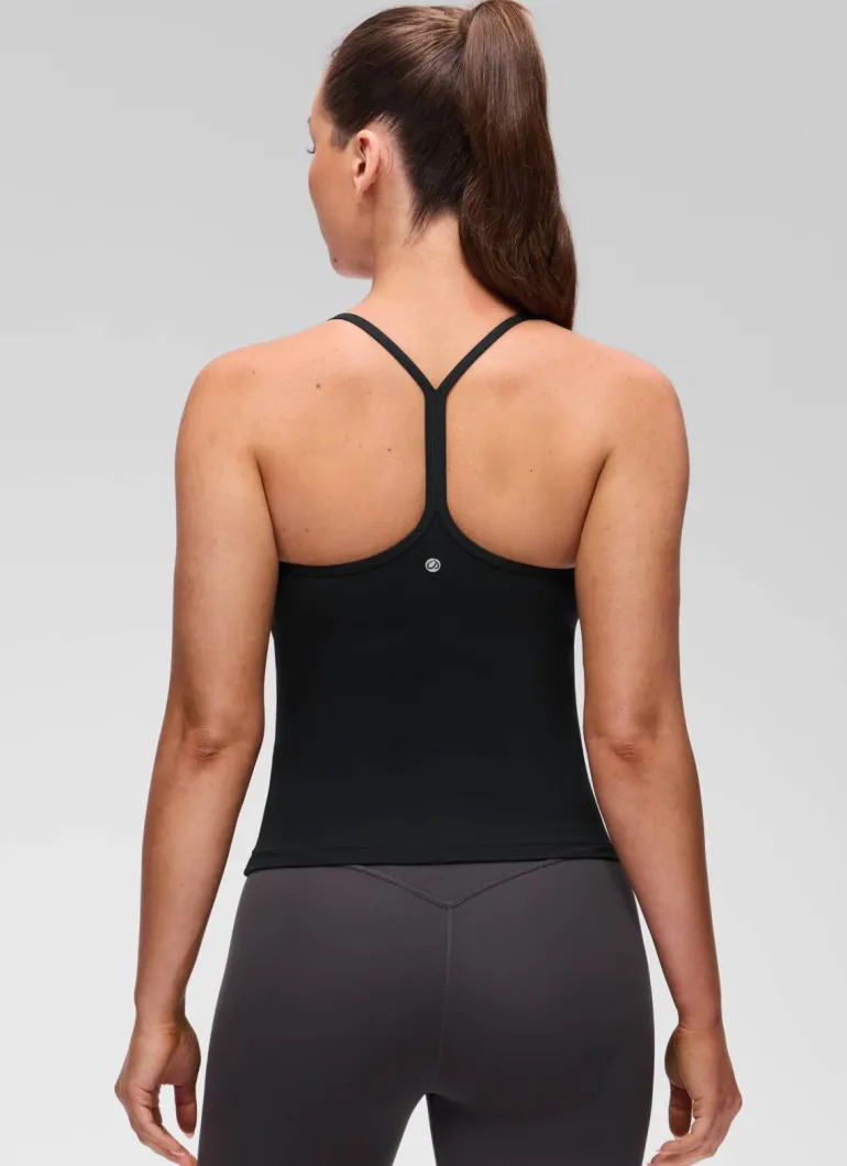 Butterluxe Waist Length Y Back Built in Bra Tank