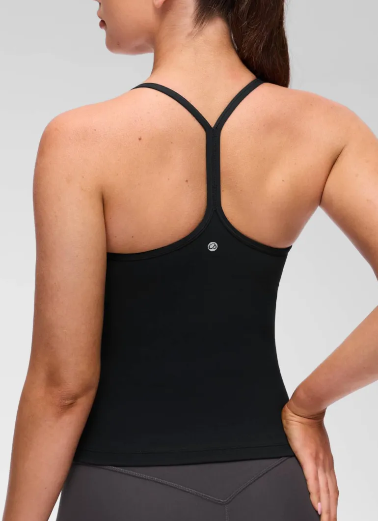 Butterluxe Waist Length Y Back Built in Bra Tank