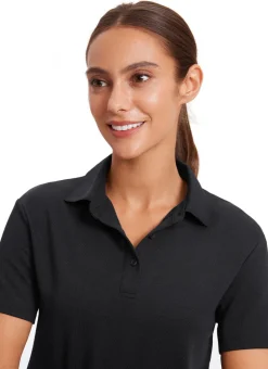 3 Button Collared Cropped Quick Dry Polo