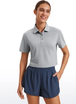 3 Button Collared Cropped Quick Dry Polo